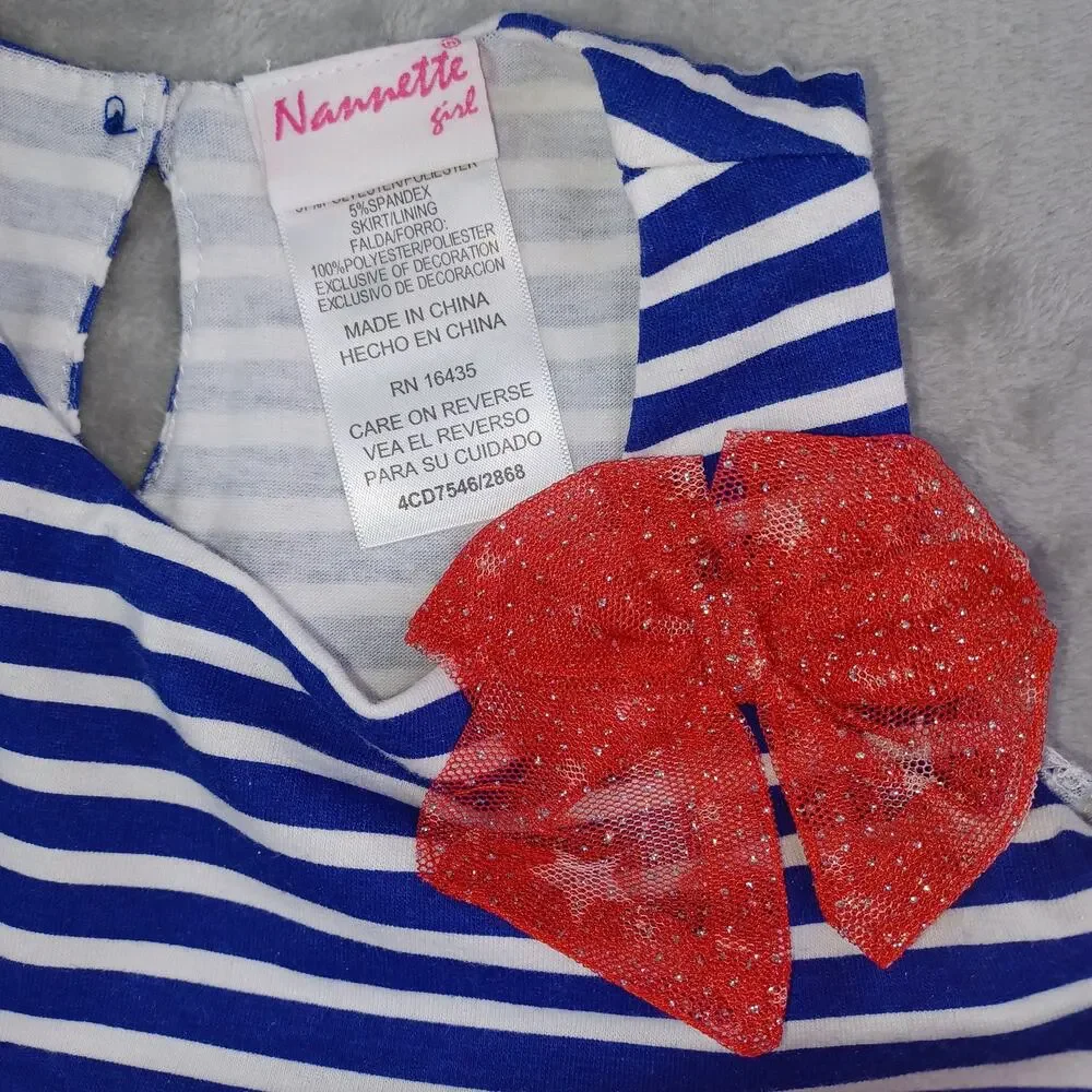 Nannette Girls Patriotic Stars Stripe July Fourth Dress Size 2T Red‎ White Blue